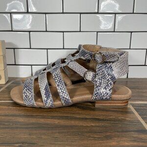 Earth Origins Mica Maren Womens Sz 8 Shoes Taupe Reptile Print Gladiator Sandal